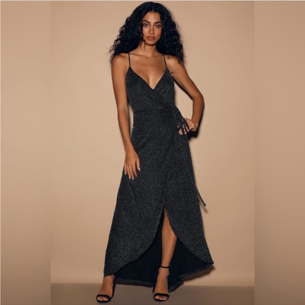 Lulus Celestial Sparkly Wrap Maxi Dress Size XS